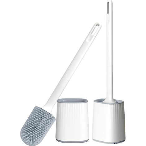 Set di 2 scopini e supporti per WC, scopino per WC in silicone con manico, accessori per il bagno (1/5)