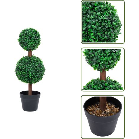 The Living Store Planta de boj artificial forma de bola con maceta verde 60 cm - Boj artificial