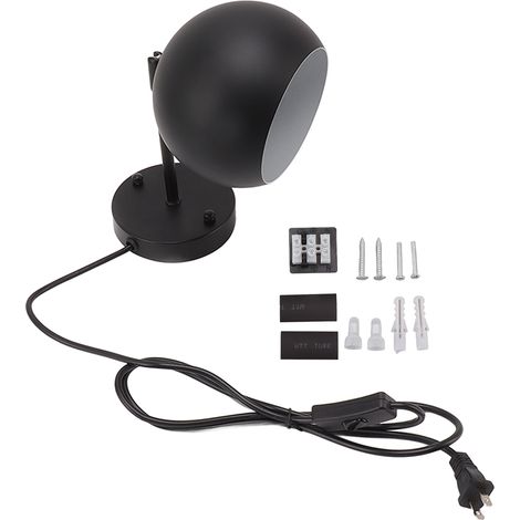 Lustre mural vintage réglable, base E27 E26, applique LED avec interrupteur, noir, prise américaine 85-265V (1/5)