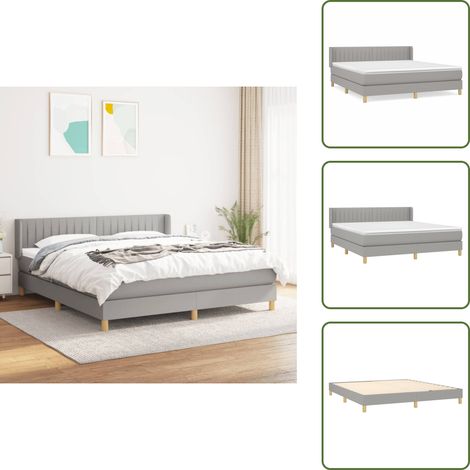 Sommier à lattes de lit avec matelas Gris clair 180x200cm Tissu - Lit Double - Lit Tapissier - Literie - Chambre À Coucher - Matelas À Ressorts Ensachés (1/5)