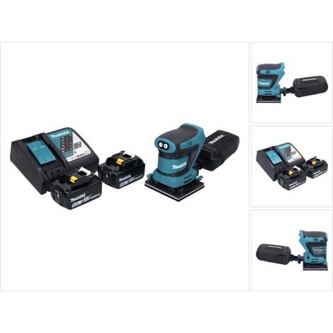 Makita DBO 480 RG Akku Schwingschleifer 18 V 112 x 102 mm + 2x Akku 6,0 Ah + Ladegerät