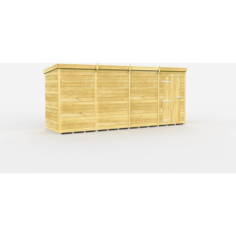 16 x 4 Feet Pent Shed - Single Door Without Windows - Wood - L118 x W474 x H201 cm