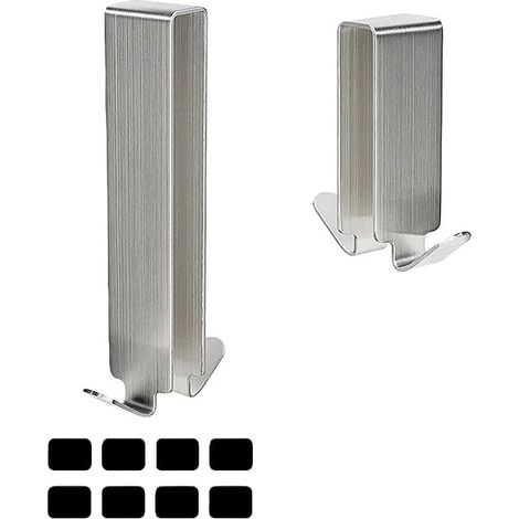 2 Pièces Crochet Douche en Acier Inoxydable, Accroche Serviette Salle de Bain sans Perçage, Crochet Paroi de Douche Verre avec du Coton Silencieux, aux Salles de Bains, Cuisines et Entrées (1/5)