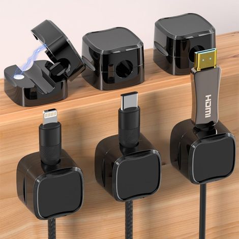 6 Pack Clips Câble Organisateur Câbles de Burea Range Câbles Fixe Câble Adhésif Support Attache-Câble Rangement management Cordon de Bureau pour Câbles de Chargeur/Souris/Écouteur (Ferreux) (1/5)