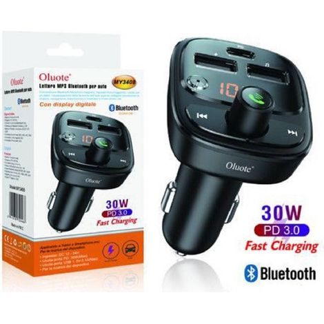 TRADE SHOP - Lettore Mp3 Bluetooth Per Auto 30 W Display Lcd Dc Accendisigari 12v 24v My3408 -