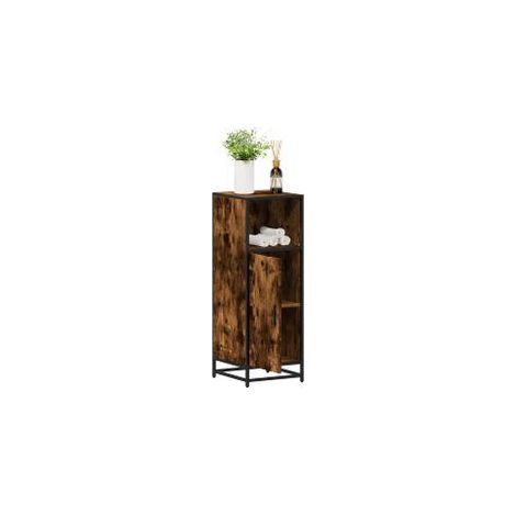 Armoire de bain chêne fumé 35x37,5x100 bois d'ingénierie (1/5)