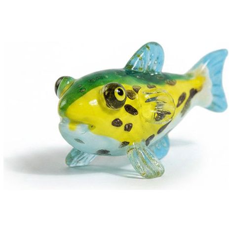Figurine Miniature Poisson Globe Verre Jaune 7x3x4cm (1/3)
