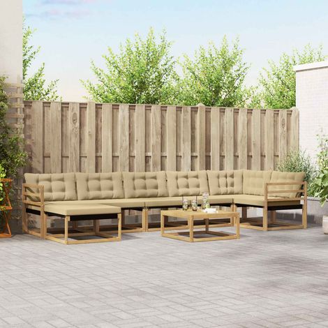 vidaXL Outdoor-Sofagarnitur 8 Stk. Weiß und Beige Massivholz Akazie (1/5)