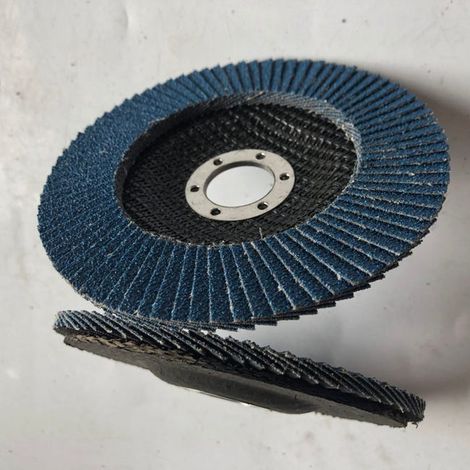 Lot de 2 meules à lamelles, diamètre extérieur : 125 mm, diamètre intérieur : 22 mm, grain de sable bleu 80, adaptées aux meuleuses d'angle, meuleuse (1/3)