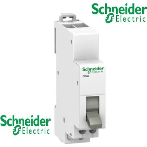 Schneider Electric – Commutateur 2 positions 20 A – 1 inverseur O/F – A9E18070 – AC-22 – 250 V CA – Rail DIN – Installation encliquetable