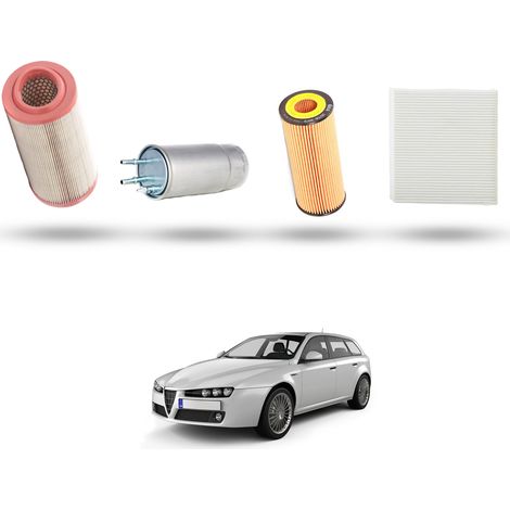 Kit Tagliando 4 filtri compatibile con Alfa Romeo 159 (939) 2.4 Jtdm 20v 147kw dal 2005 al 2011 (1/5)