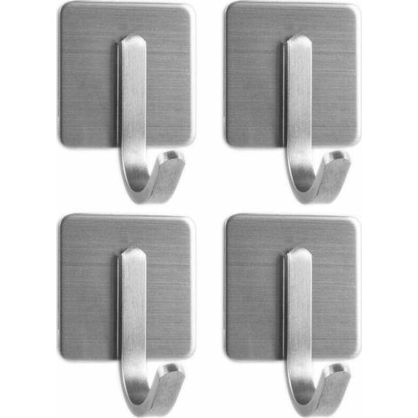 Ulisem Klebehaken, Badezimmerhaken, selbstklebende Edelstahlhaken, wasserdicht, Duschorganizer für Handtücher, Bademäntel, Silber. (1/4)