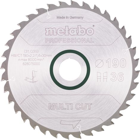 Metabo Lame de scie "multi cut - professional", 190x30, Z36 WZ 5° (628075000)