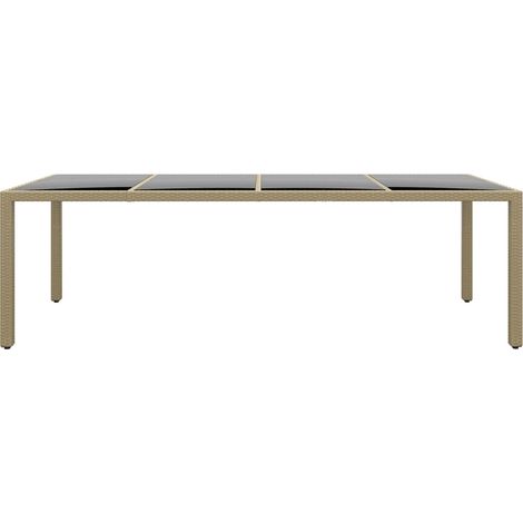 vidaXL Gartentisch mit Glasplatte Beige Poly Rattan