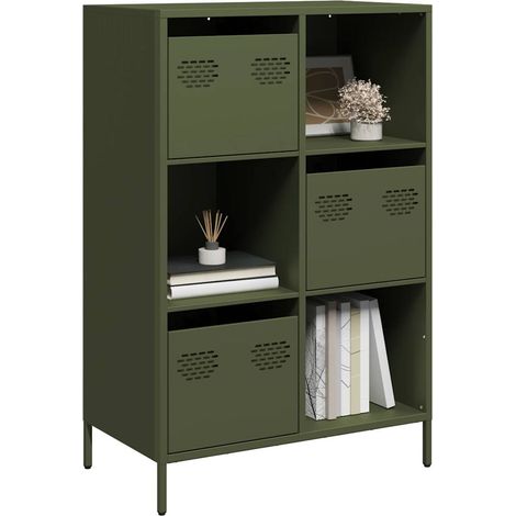 Highboard Olivgrün 68x39x103,5 cm Stahl
