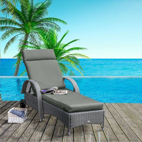 Coussin de chaise longue coussin coussin de soleil housse de coussin de chaise longue de jardin Polyester gris foncé 196 x 55 x 8 cm