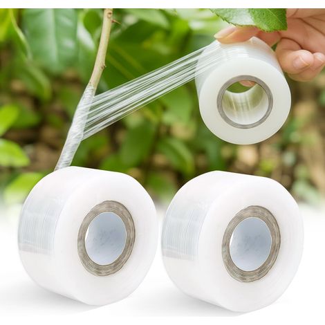 Greffage Ruban Greffage Transparent, 2 Pièces Auto-Adhésif Ruban de Greffe Biodegradable, Film a Greffer Extensible Bande de Greffage pour Greffer Pépinière Arbres Fruitiers Semis Fleurs