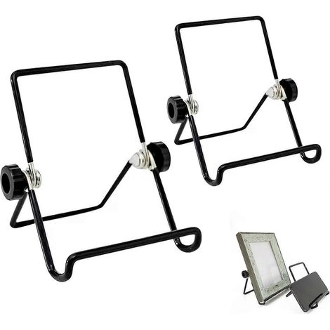Lot de 2 supports photo pliables, porte-cadres et supports pour assiettes, chevalet décoratif, étagère pliable et réglable, petit chevalet en métal pour photos et livres (1/5)