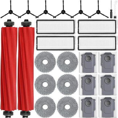 26 Accessoires pour Robots Aspirateurs Roborock Qrevo Pro/Qrevo S/Qrevo MaxV, 2 Brosses Principales 6 Sacs à Poussière 6 Chiffons 4 Filtres 6 Brosses Latérales 1 Brosse de Nettoyage 1 Tournevis (1/4)