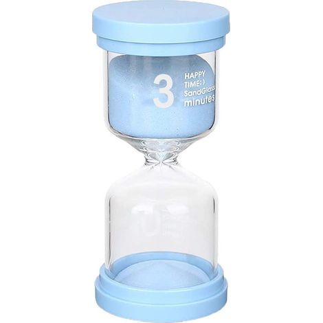 Sablier de 3 minutes pour enfants pour se brosser les dents, minuterie de brosse à dents pour enfants, bleu, assistant de gestion du temps, salon, bureau, décoration courte durée (1/5)