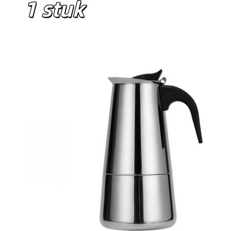 cafetière - Cafetière italienne - Cafetière moka - Acier inoxydable - Idéale pour le camping ou la maison - 300 ml - Argent (1/5)