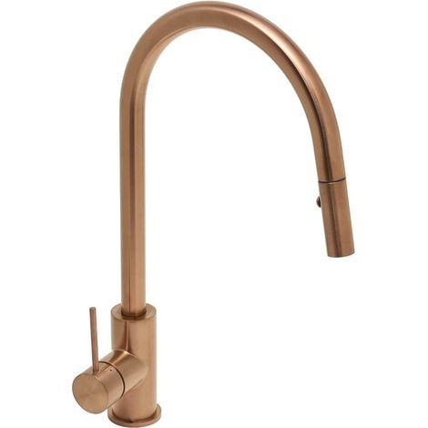 Swiss Aqua Technologies Aurum miscelatore da cucina monocomando a colonna 44 cm con doccetta estraibile a 2 getti, oro rosa spazzolato (SATBAUR286BRG) (1/5)