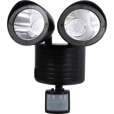 Lampe de sécurité solaire extérieure double tête avec détecteur de mouvement PIR. 22 LED. éclairage automatique pour jardin et garage (1/5)