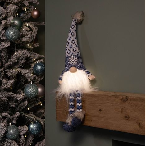 55cm Battery Operated Light up Blue Christmas Gonk with Dangly Legs & Snowflake Hat (1/5)
