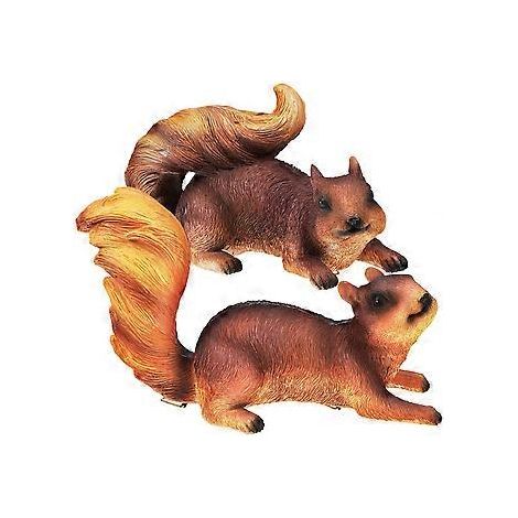 Lot de 2 figurines d'écureuils en résine, statues d'écureuils de jardin, figurines d'animaux réalistes