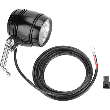 Phare avant vélo électrique LED avec klaxon, ensemble 2 en 1 en aluminium (Noir) (1/5)
