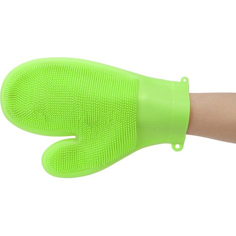 Gant en silicone antidérapant et anti-brûlure résistant aux hautes températures pour la cuisine (vert gazon) (1/5)