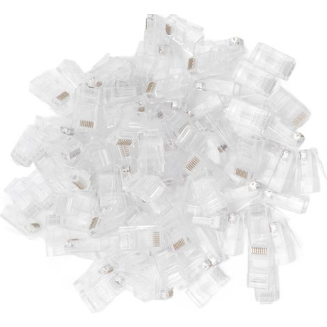 100 connecteurs et bornes RJ45 réseau haute résistance plaqués or (1/5)