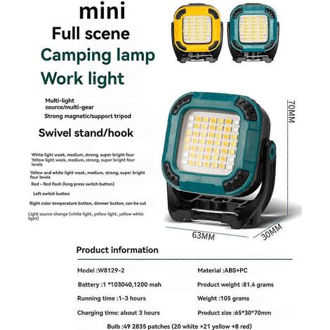 Ultrahelle, tragbare Campinglaterne, Mini-Arbeitsleuchte B (1/5)
