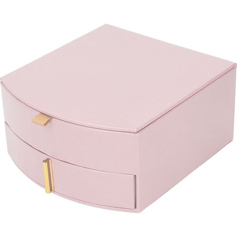 Boîte à bijoux double couche multifonctionnelle grande capacité pour ranger boucles d'oreilles et autres bijoux (rose) (1/5)