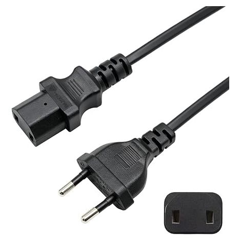 Power Cable IEC C17 to CEE 7/17 1.5 m Mains Cable Black (1/5)