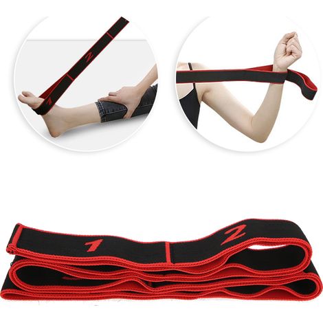 Sangle d'entraînement élastique pour yoga et fitness - Améliore souplesse et résistance - Rouge (1/5)