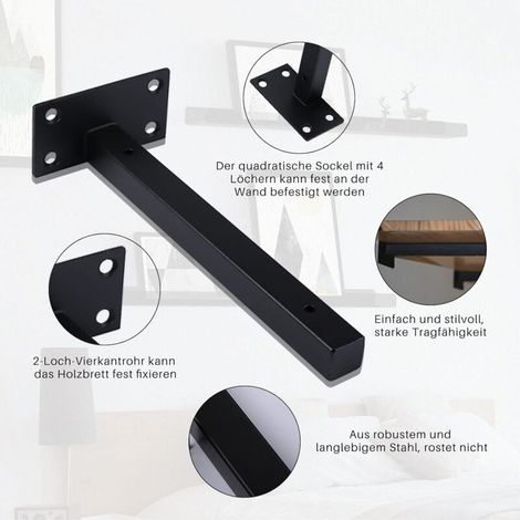 4er-Pack 20 cm Regalwinkel, Wandregalwinkel, robuste schwarze Eckwinkel (1/5)