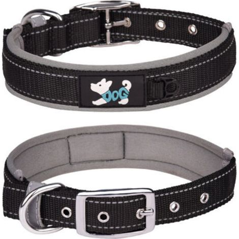 Collier pour chien, collier pour chien moyen et grand, collier pour animal de compagnie doublé en néoprène réfléchissant,gris (1/4)