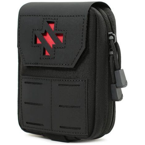 Trousse de premiers secours tactique – Trousse de premiers secours et IFAK détachable Compatible Molle Nylon 1000D Fermeture par anneau en D (Noir) (1/5)