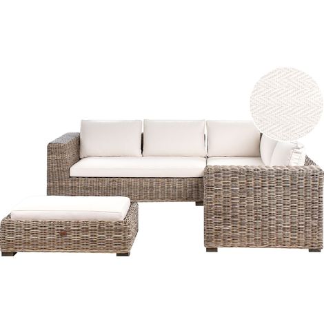 Garten Ecksofa mit Ottomane 5-Sitzer RINELLA Grau Rattan (1/5)