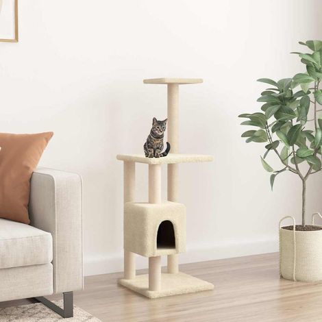 171469  Cat Tree with Sisal Scratching Posts Cream 104 cm vidaXL (1/5)
