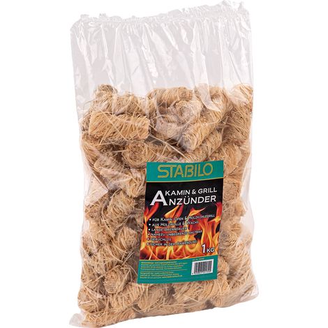 Grill- und Kaminanzünder Ofenanzünder Anzünder Holzwolle & Wachs 1kg ca. 75 St. (1/3)