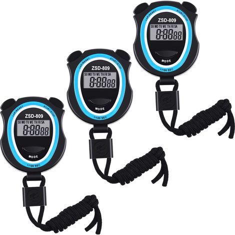 Chronomètre numérique 3 pièces, chronomètre de sport numérique électronique multifonction pour entraîneurs de fitness et arbitres, piles non incluses (1/5)