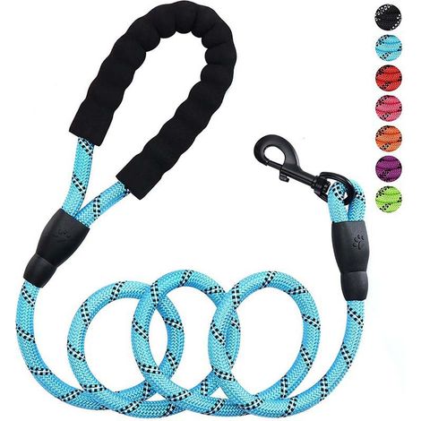 Longe pour Chien, 3m(1.2cm)Laisse de Dressage pour Chien, Long Laisse avec Poignée Rembourrée pour Petits, Moyens et Grands Chiens,Lac bleu (1/2)
