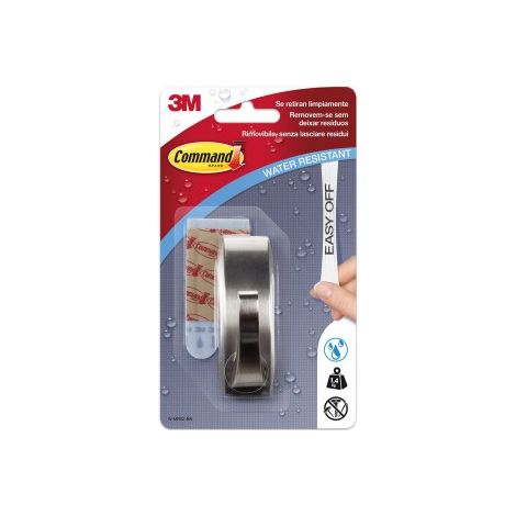 Metallhaken mit modernen Reflexen, mittel, Satin-Nickel, 1 Stück + 2 Bänder, maximale Belastung 1,3 kg