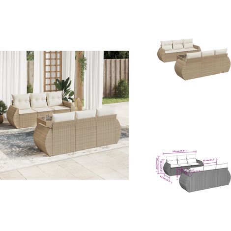 Salon de jardin avec coussins 7 pcs beige résine tressée - Ensemble Salon De Jardin - Meuble De Jardin - Salon De Jardin Design - Mobilier De Jardin - Set Salon De Jardin (1/3)