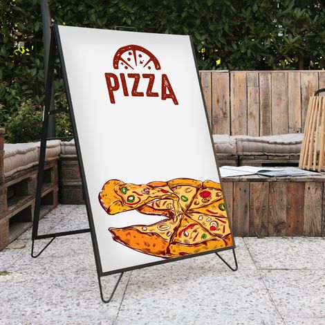 Espositore Pubblicitario Bifacciale a Cavalletto Pieghevole 60x90 cm in Metallo Nero (1/5)