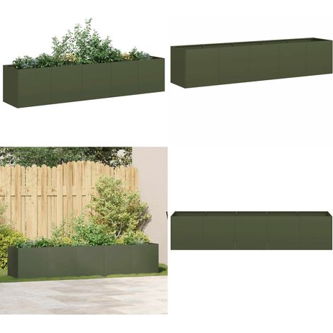 vidaXL Jardinière vert olive 200x40x40 cm acier laminé à froid (1/5)