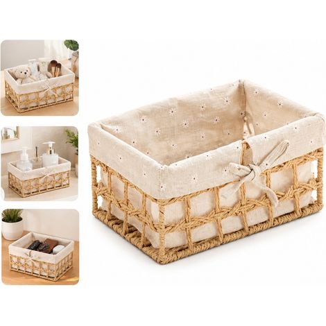 1 Piece Panier en Papier Tresse Naturel Petit Modele 26 x 16 x 12 cm 0,3 kg Style Scandinave pour Jouets Cosmetiques Bureau Entree Cles Accessoires (1/5)