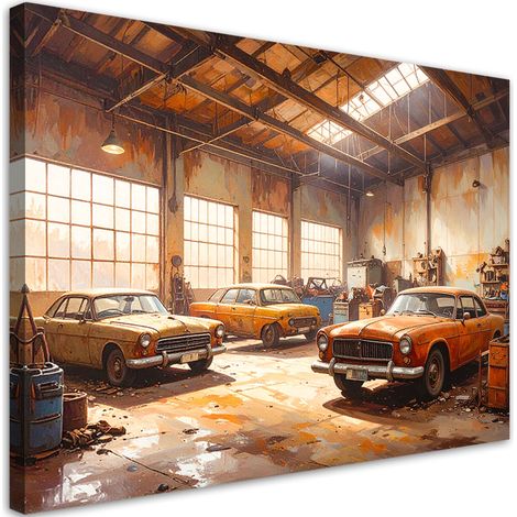 Cuadro sobre Lienzo, Coches antiguos de estilo retro vintage, 60x40 (1/5)